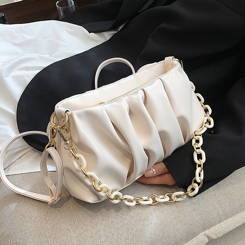 

Folds Design Small PU Leather Crossbody Bags for Women 2022 Trendy Fashion Summer Ladies Branded Shoulder Handbags and Purses