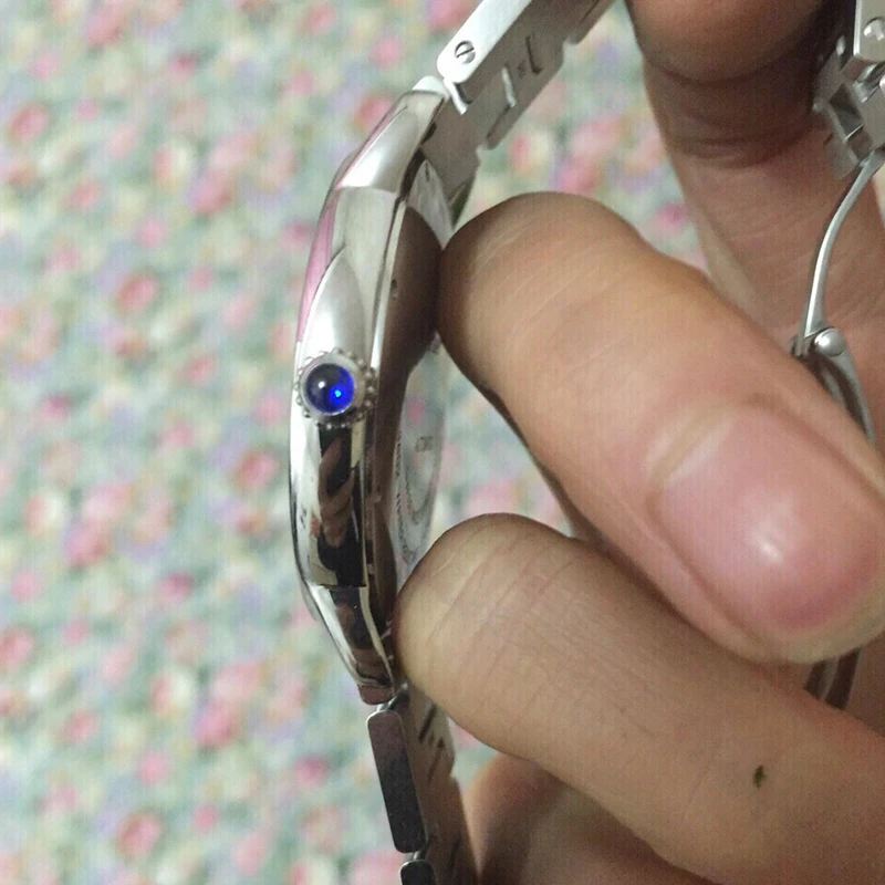 Фото Синий сапфировый круглый подходит для Cartier Crown Fit Ballon Bleu Pasha Panthere Santos Cle Ronde Maillon Drive Tortue Multiple №4