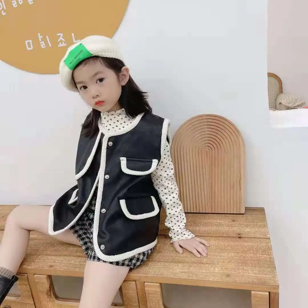 

Girls Small Fragrance Vest Spring and Autumn Children's Korean Vest Fashion Baby Vest Foreign Style Sleeveless Top