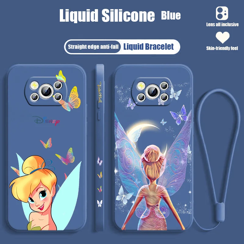 

NEW Tinkerbell Phone Case For Xiaomi POCO M5s M4 M3 X4 X3 NFC X2 F4 F3 GT Pro C40 C3 Liquid Left Rope Cover