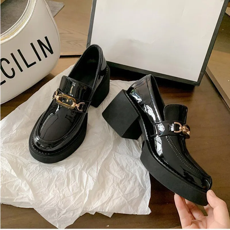 Platform Heels Shoes for Woman Europe 2022 Spring New Fashion Mary Janes Shoes Pumps Low-top Casual Round Toe Lady Shoes Women