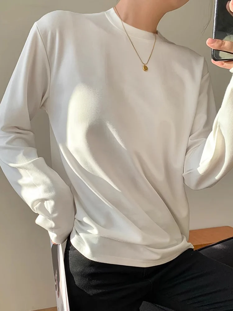 Хлопковая нижняя рубашка с высоким воротником. Женская свободная длинными