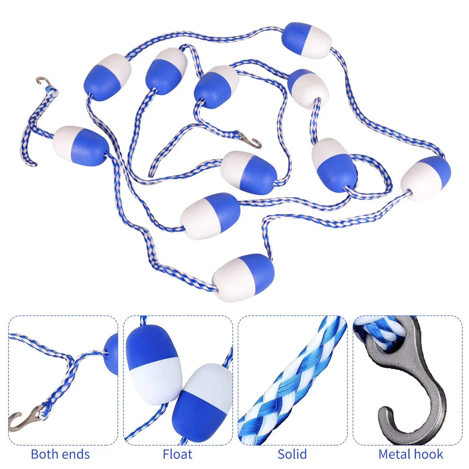 

Аксессуары для бассейна, разделительные полосы, зоны, плавающая линия, безопасный разделитель, плавающий буй, веревка с 2 крючками для оборудования бассейна