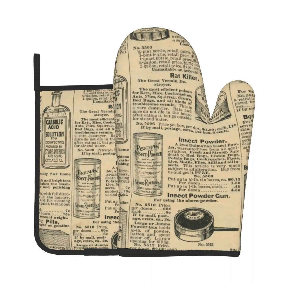 

Old Newspaper Oven Mitts Potholder Baking Oven Kitchen Cooking Gloves Stove Microwave Insulation Pad Polyester Gloves Set