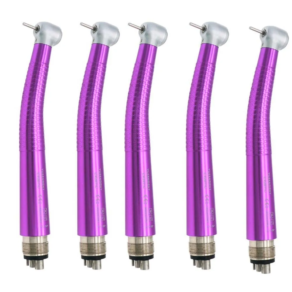 5PC Purple  COXO YUSENDENT Dental Colorful Push Button High Speed Handpiece M4 4 Holes