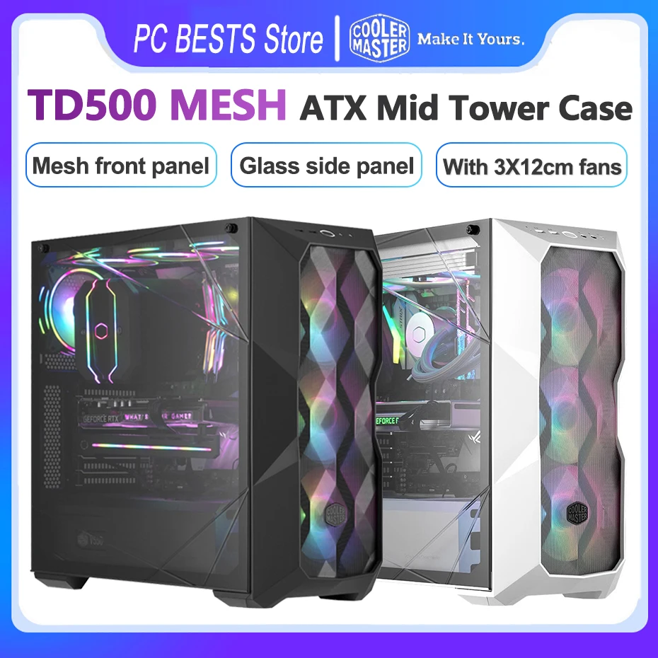 Cooler Master TD500 MESH Case ATX Mid Tower Glass Side Panel MasterBox Mesh Chassis M-ATX E-ATX MINI-ITX Desktop Office Case