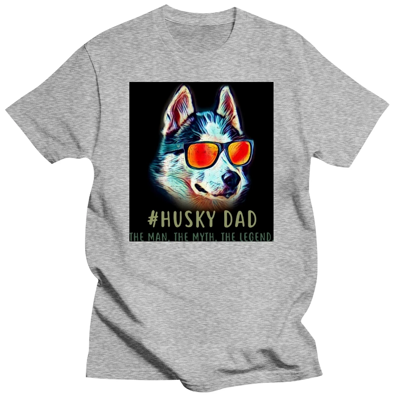 Husky Dad The Man Myth Legend Мужская футболка из хлопка S-3XL Футболка свободного стиля модная