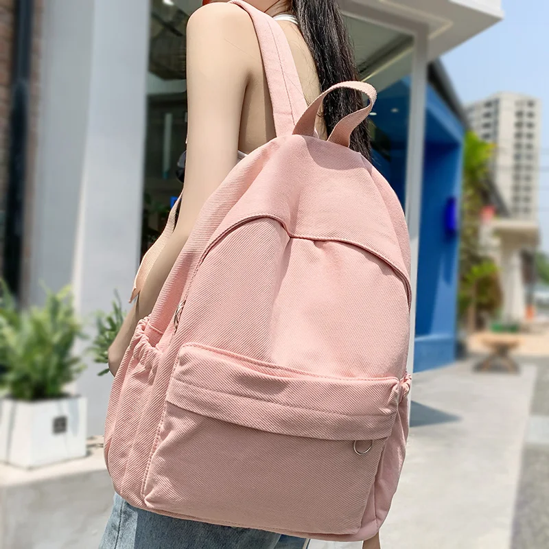 

Fashion Female Canvas Pink Laptop Bag Teen Student Rucksack Trendy Lady College Women School Bags Girl Travel Book Backpack Cool