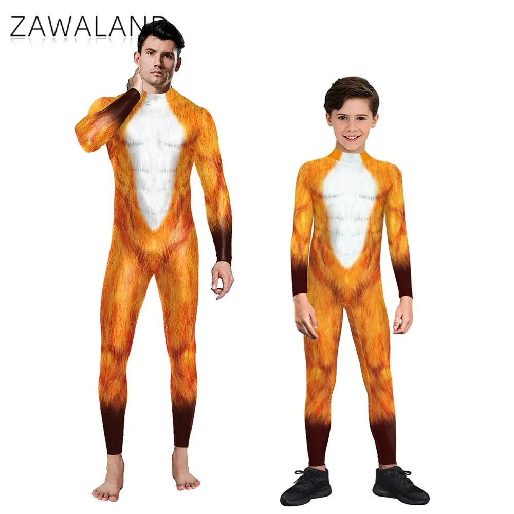 

ZAWALAND Matching Outfits Purim Carnival Clothes Halloween Zentai Long Sleeve Cosplay Costumes Spandex Catsuit Bodysuit