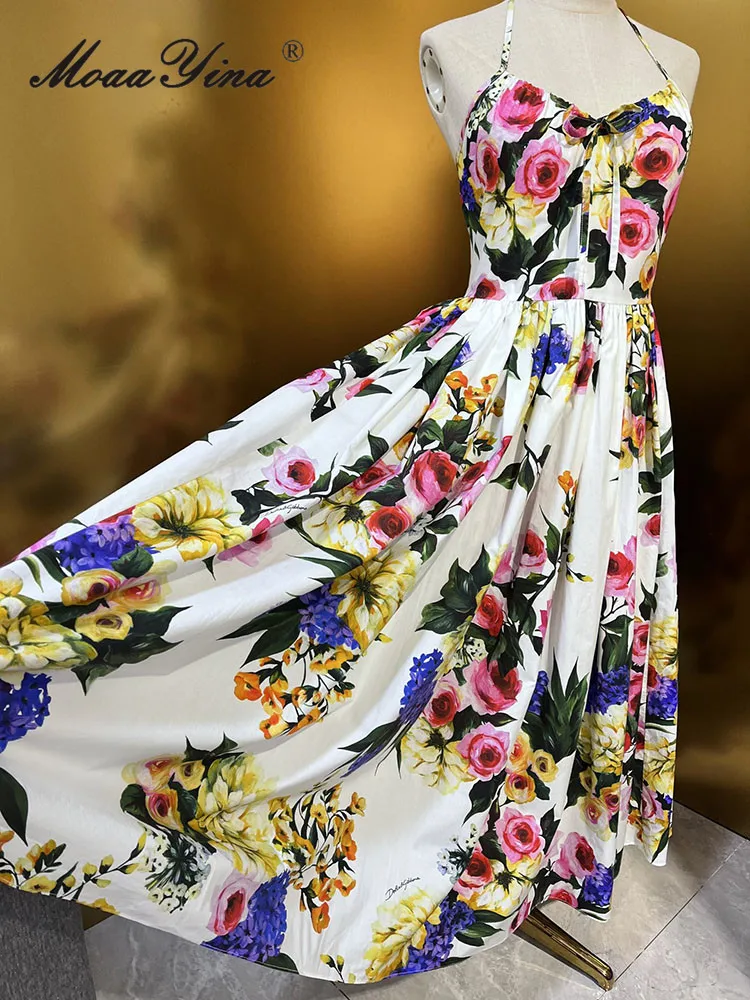 Женское Хлопковое платье с открытой спиной MoaaYina праздничное средней длины