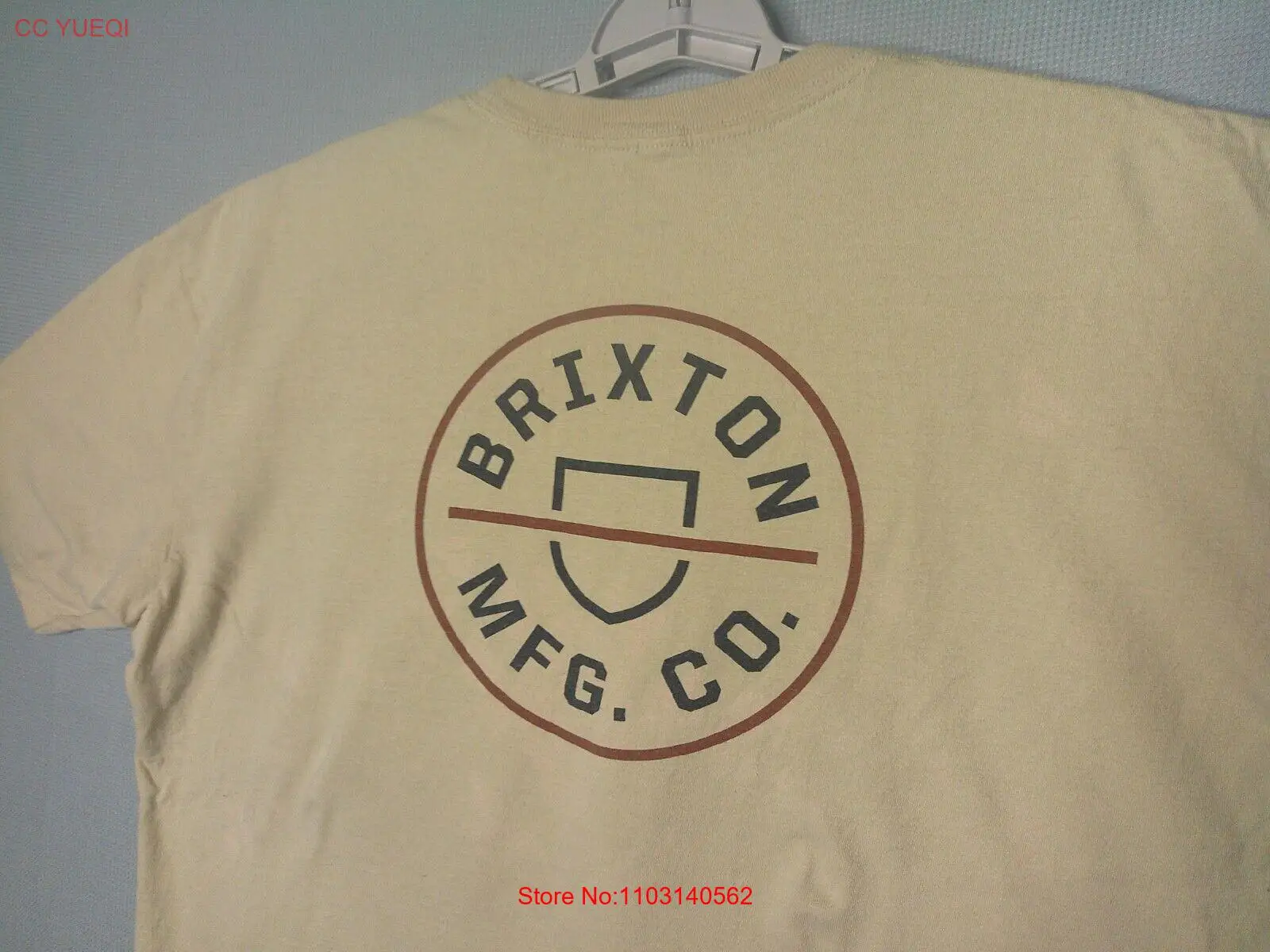 Мужская футболка Brixton Mfg Co XL Tan стандартного кроя SS с двусторонним логотипом Street