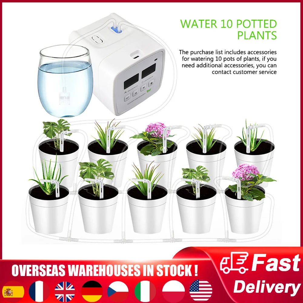 

Intelligent Watering Device Timed Waterer Garden Automatic Drip Irrigation System Tool for 10 Potted Plant Flower Watering Timer