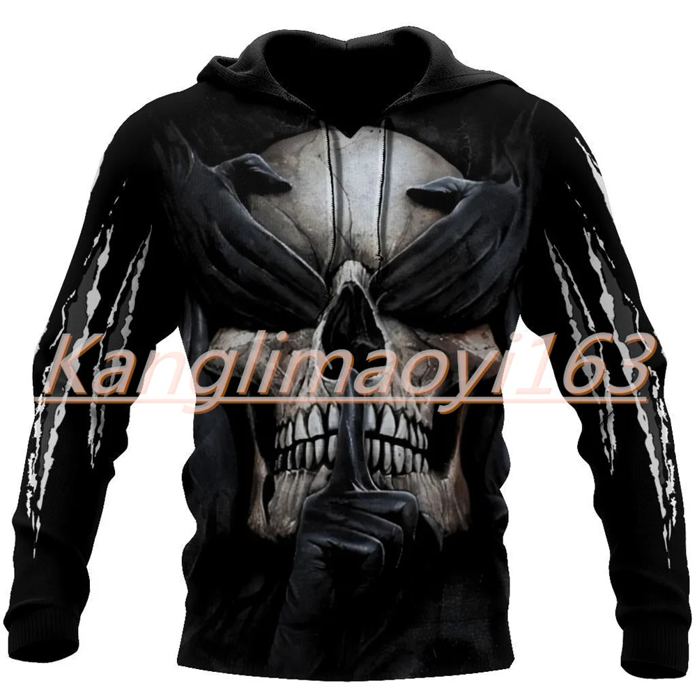 

3D-Printed Skull Pattern Fashion Hoodie