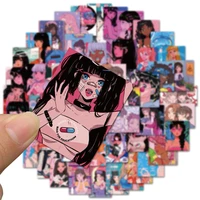 50pcs ins retro nostalgic girl japanese cartoon decoration notebook water cup ipad suitcase waterproof stickers anime decor