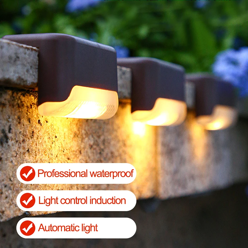 

LED Solar Lamp Path Stair Outdoor Waterproof Wall Light Garden Landscape Step Deck Lights Balcony Fence Solar Lights