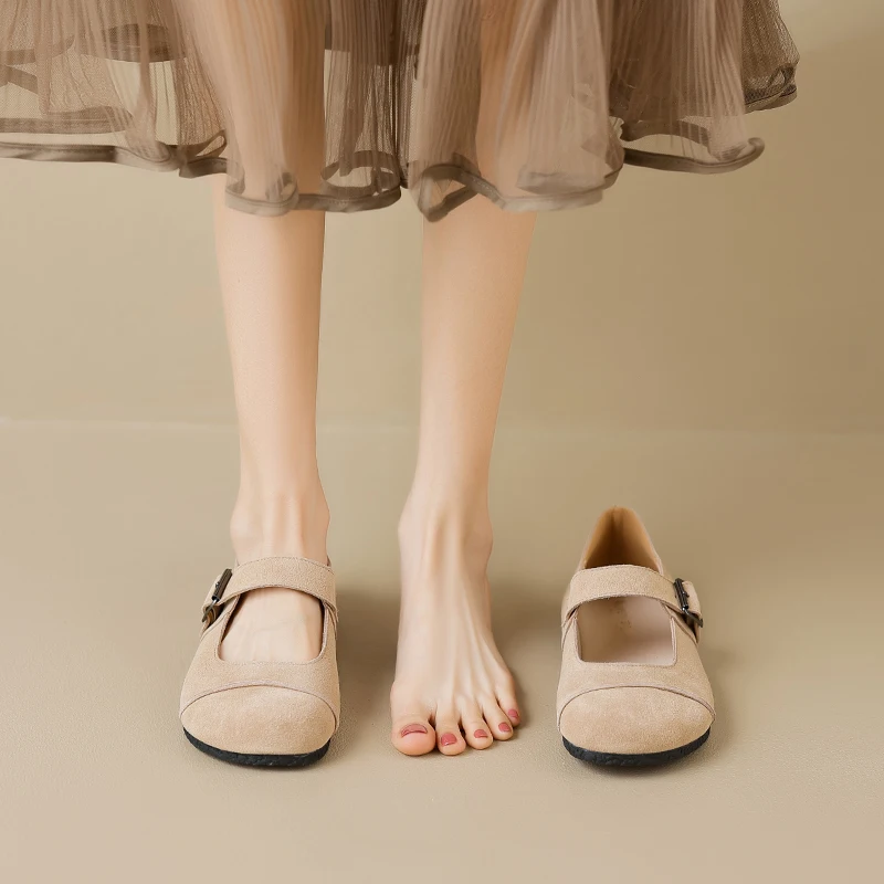 AIYUQI Mary Jane Shoes Women Genuine Leather 2023 Summer Shallow Mouth Women Flat Shoes Large Size 41 42 43 Retro Shoes Women