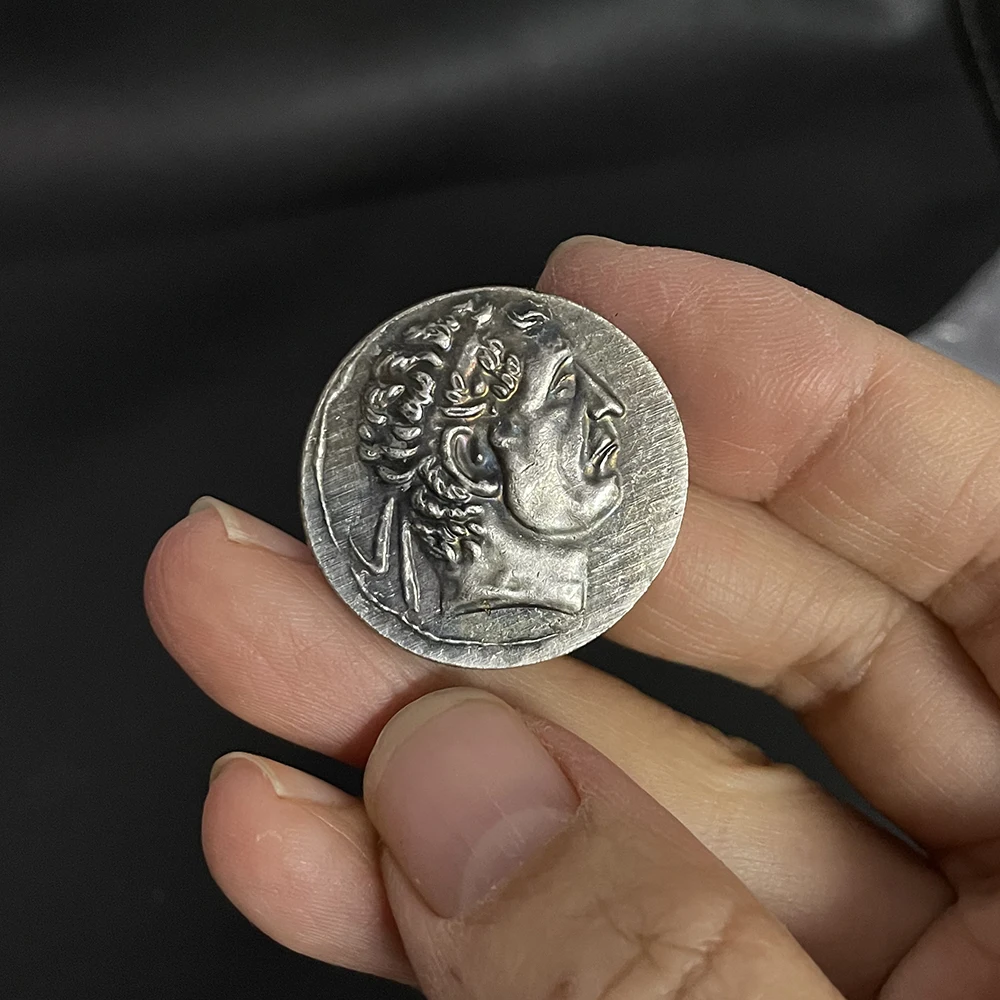 

Винтажные греческие монеты, медные, посеребренные, Королевский стиль, аксессуар «сделай сам», кольцо с украшением из монет перфорированные