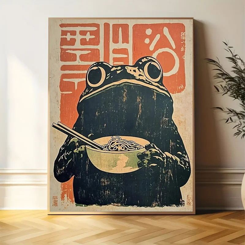 

Печать на холсте лягушка с раменом, классический стиль