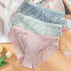 Трусики женские из мягкого хлопка, однотонные удобные бесшовные кружевные брифы с низкой талией