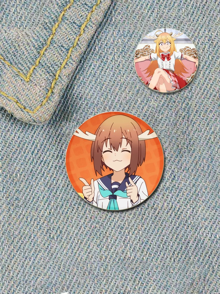 32/58mm Anime My Deer Friend Nokotan Character Pins Tinplate Badge DIY Cartoon Brooches Fans Collection Gifts Clothes Decoration