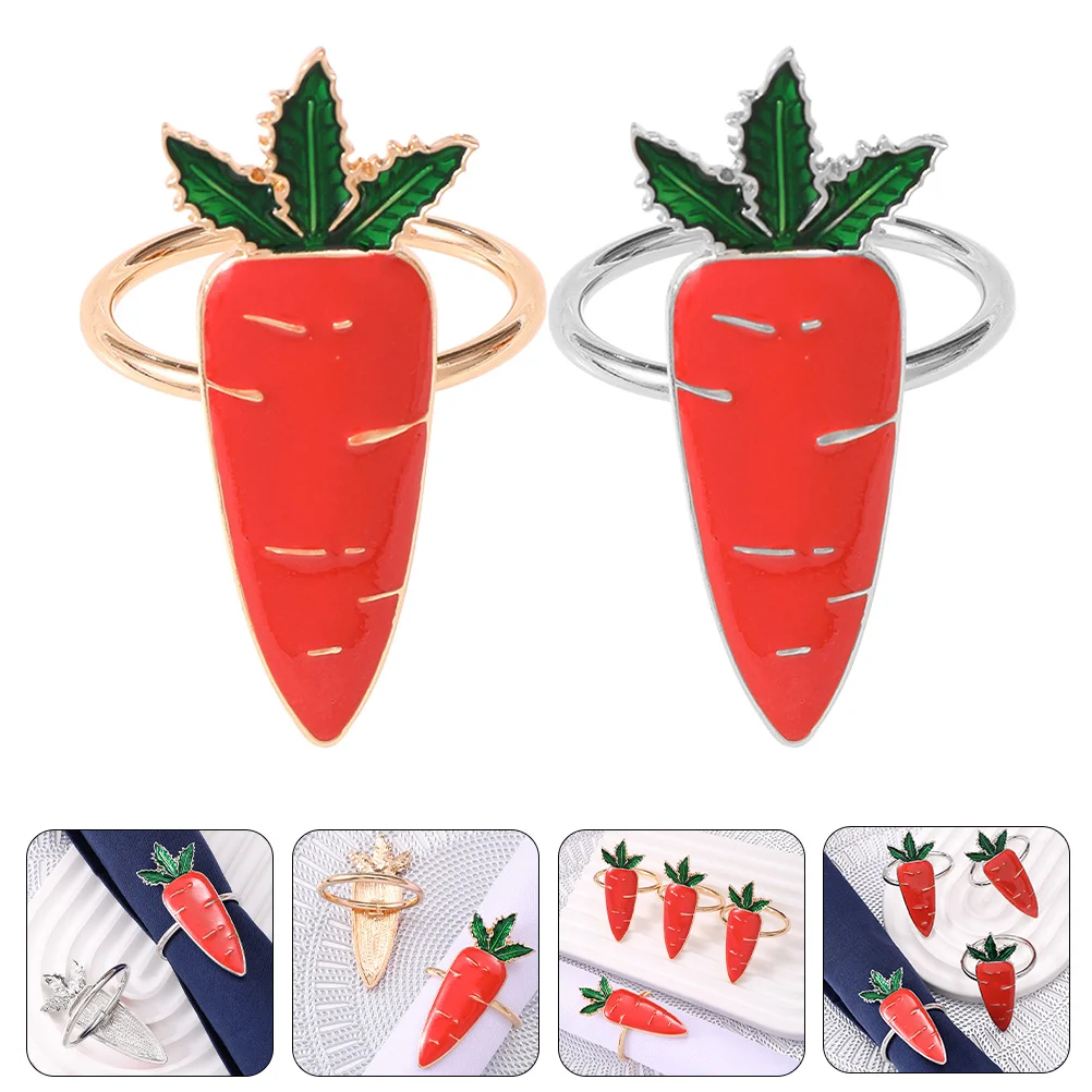 

Napkin Rings Easter Carrot Ring Buckles Holders Bunny Serviette Decorative Metal Table Holiday Theme Alloy Bands Decoration