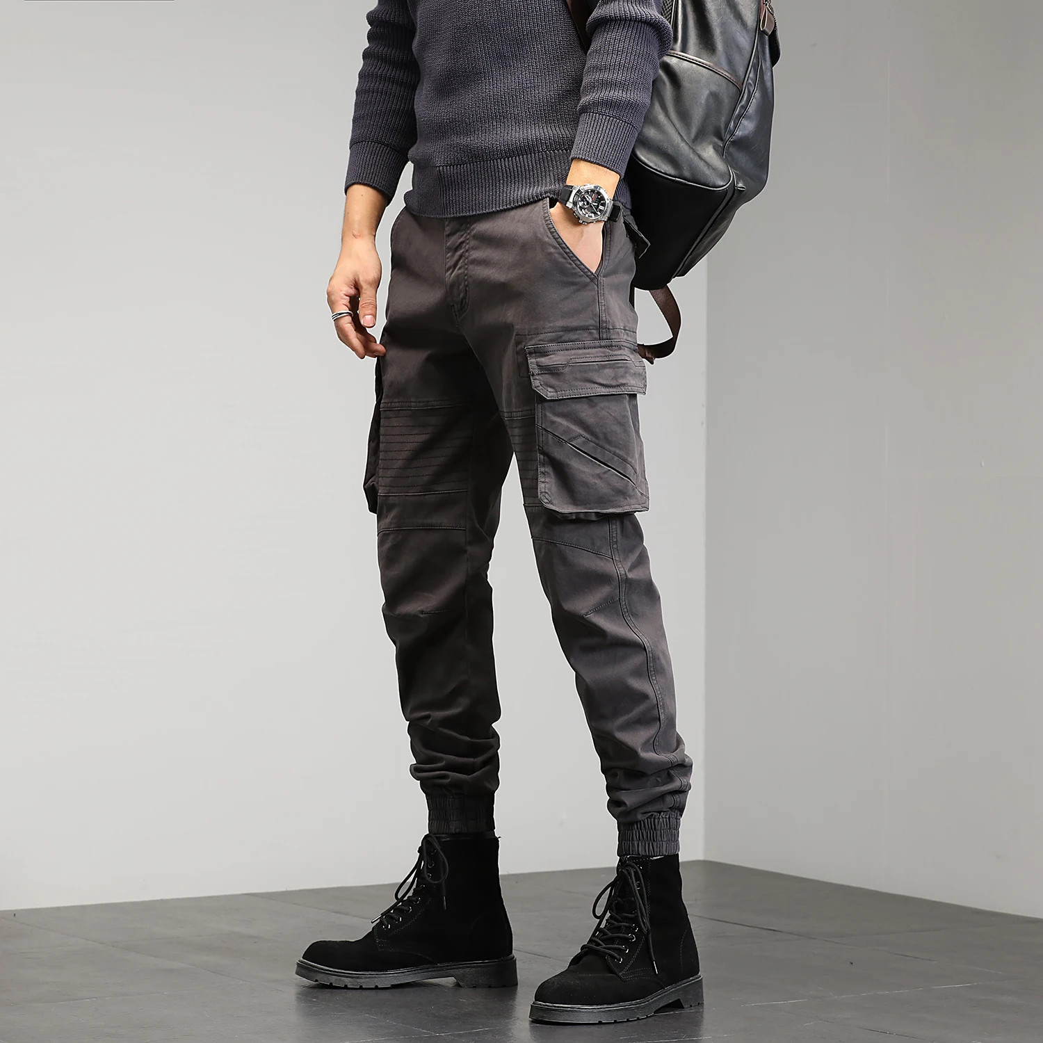 

2022 New Summer Fashion Men's Zipper Pants Tie Feet Overalls Men Overalls Men Loose Cotton Pants For Men Trousers Size 29-38