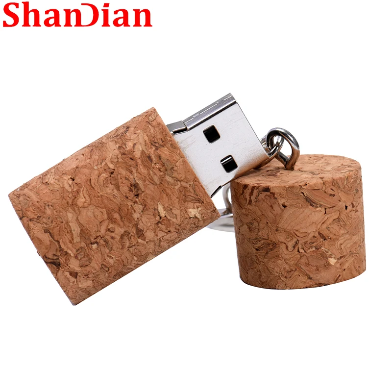 

Cork USB Flash Drive 64GB Gift Key Chain Round Pen drives 32GB Business Memory Stick 2.0 U Disk 16GB 8GB 4GB External Storage