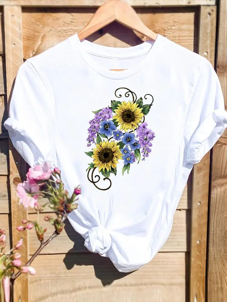 

Футболка женская с коротким рукавом, мультяшный Графический Топ, милая летняя футболка с цветочным принтом 90-х, модная одежда