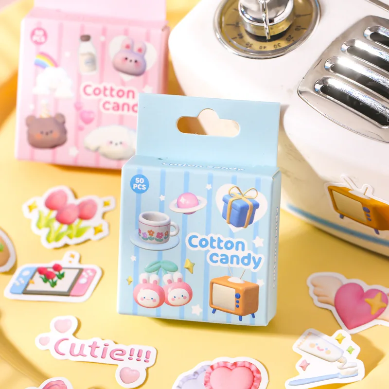 

50 Pcs/Boxed Cutie Dogs Rabbit Cat Animals Paper Decorative Journal Households Stickers