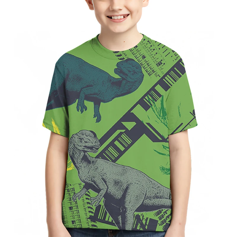 

Boy And Girl 3D Summer Dinosaurs World Fashion Cartoon T-Shirts Hip Hop Streetwear Casual Short Sleeve 3D Printed T-Shirt 6T-18T