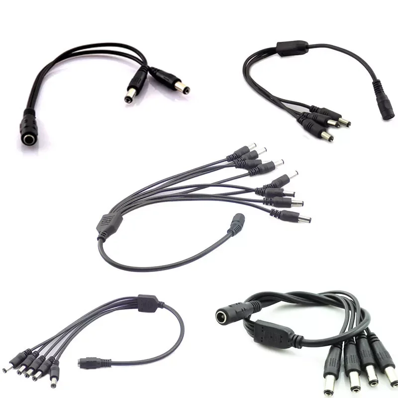 

DC Power Supply 1 Female to 2 3 4 5 8 Male way Splitter Plug extension Cable cord connector 5.5*2.1mm for Led strip light