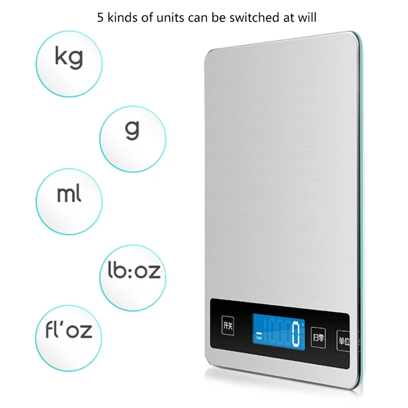 

Food Scale Rechargeable 33lb/15kg Digital Kitchen Scale Cooking Baking with 4 Units Tare Function LCD Display Drop Shipping