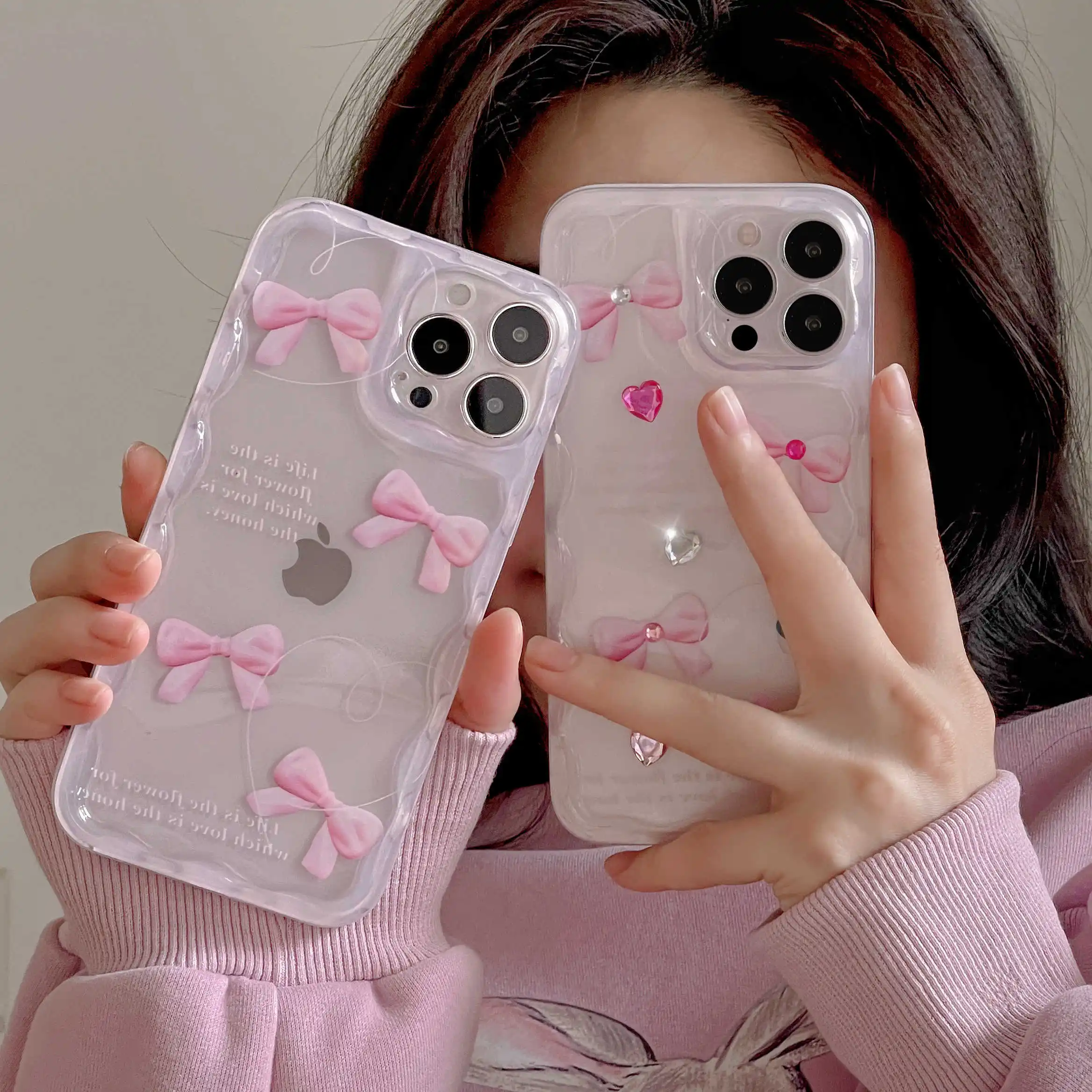 

Bow pattern is applicable to iPhone14promax mobile phone case Cute 13promax all-inclusive soft case 12promax new wave edge