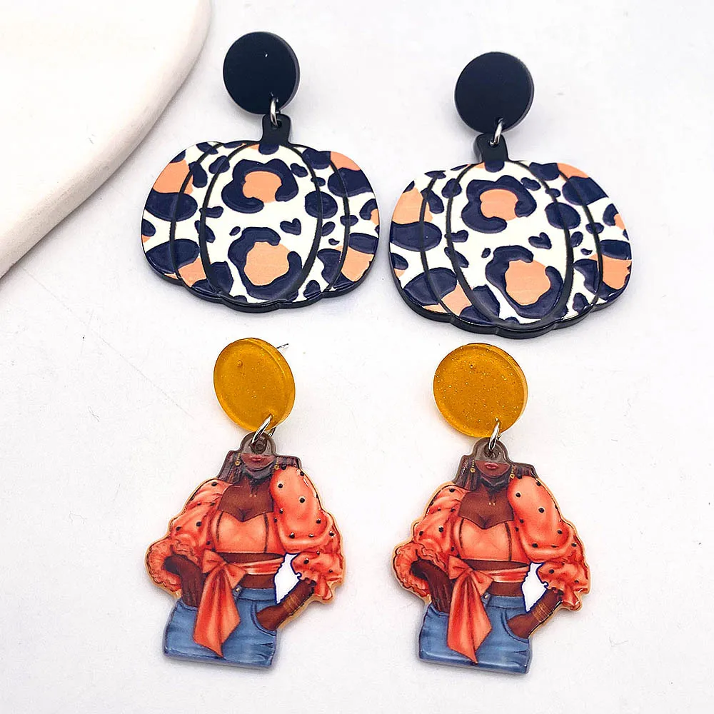 

Autumn Thanksgiving Acrylic Earrings Cowgirl Sunflower Pumpkin Turkey Drop Earrings Jewelry for Women Birthday Gifts