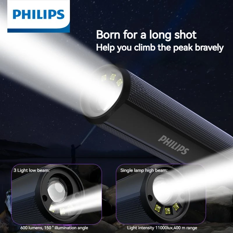 Фонарик Philips высокомощный с зарядкой от аккумулятора 18650 типа C 4 режима освещения