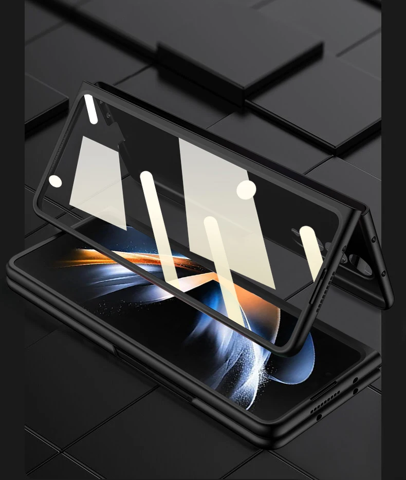 Shockproof Armor Hinge Case For Samsung Galaxy Z Fold 5 4 360 Full Screen Protector Matte PC Phone Cover Z Fold 3 2 Glass Film