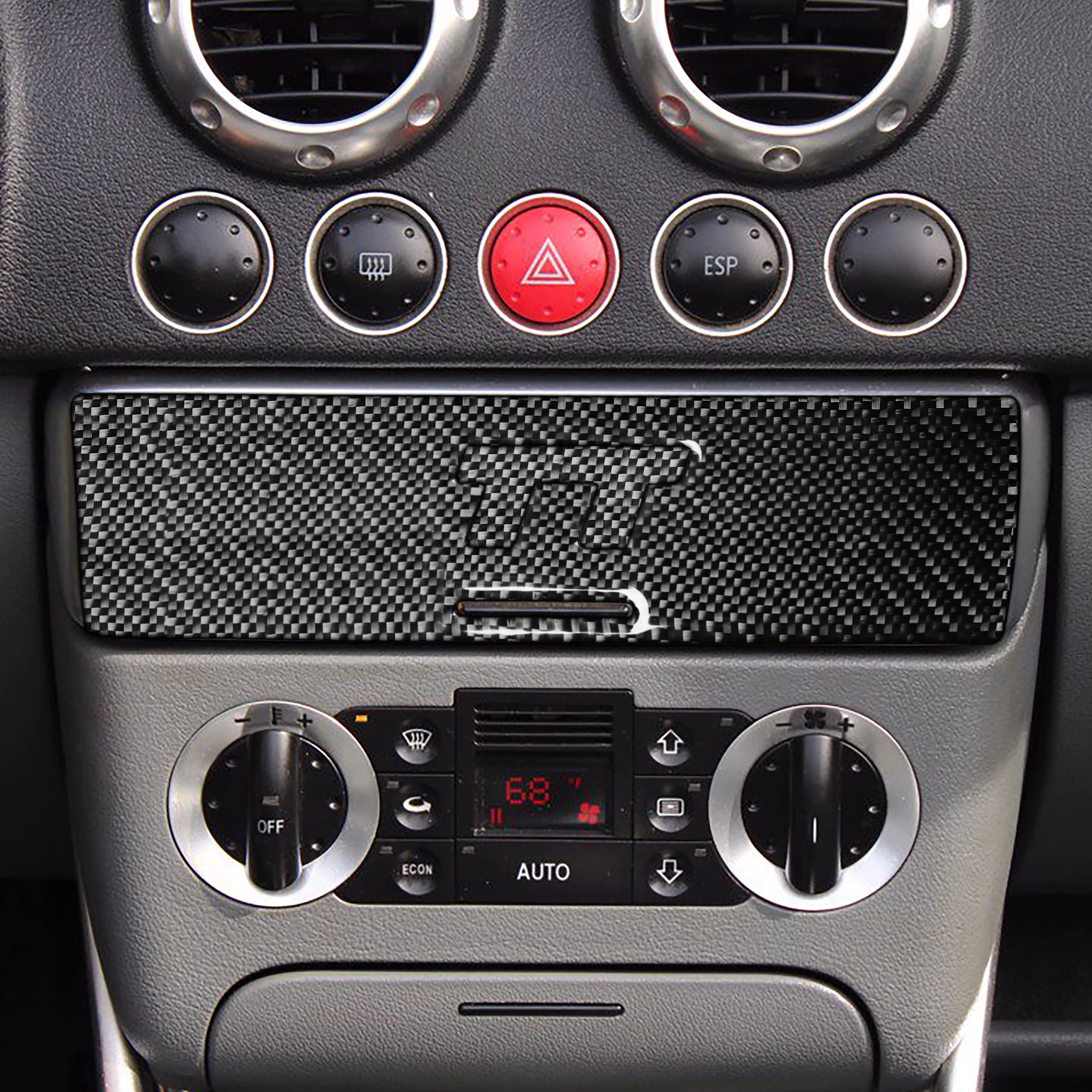 

Наклейка на центральную консоль автомобиля, CD панель, накладка, внутреннее украшение, рамка, аксессуары из углеродного волокна для Audi TT MK1 8N ...