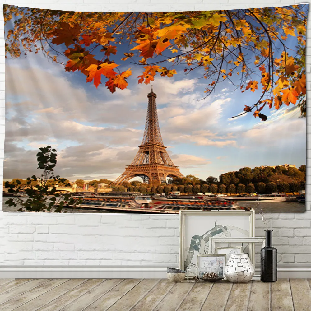 

Eiffel Tower Wall Hanging Tapestry Art Romantic Atmosphere Blanket Curtain Hanging Home for Bedroom Living Bedroom Decorations