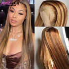 Парик хайлайтер, коричневые цветные парики из человеческих волос для женщин, прямые парики с эффектом омбре 13X 4, на сетке спереди, хайлайтер, на сетке спереди, парики из человеческих волос
