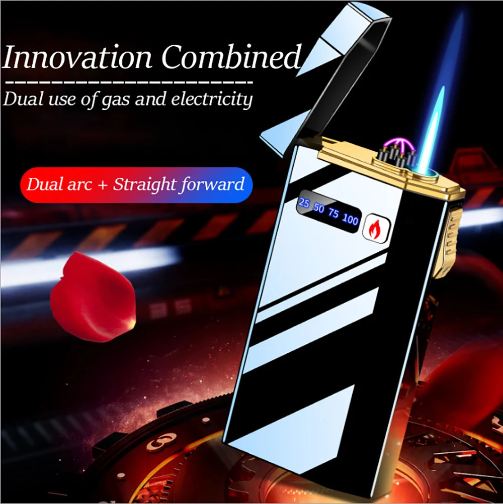 

2022 креативный индивидуальный подарок подсветка Прикуриватель ветрозащитный цифровой дисплей пневматическая двойная Зажигалка мужской по...