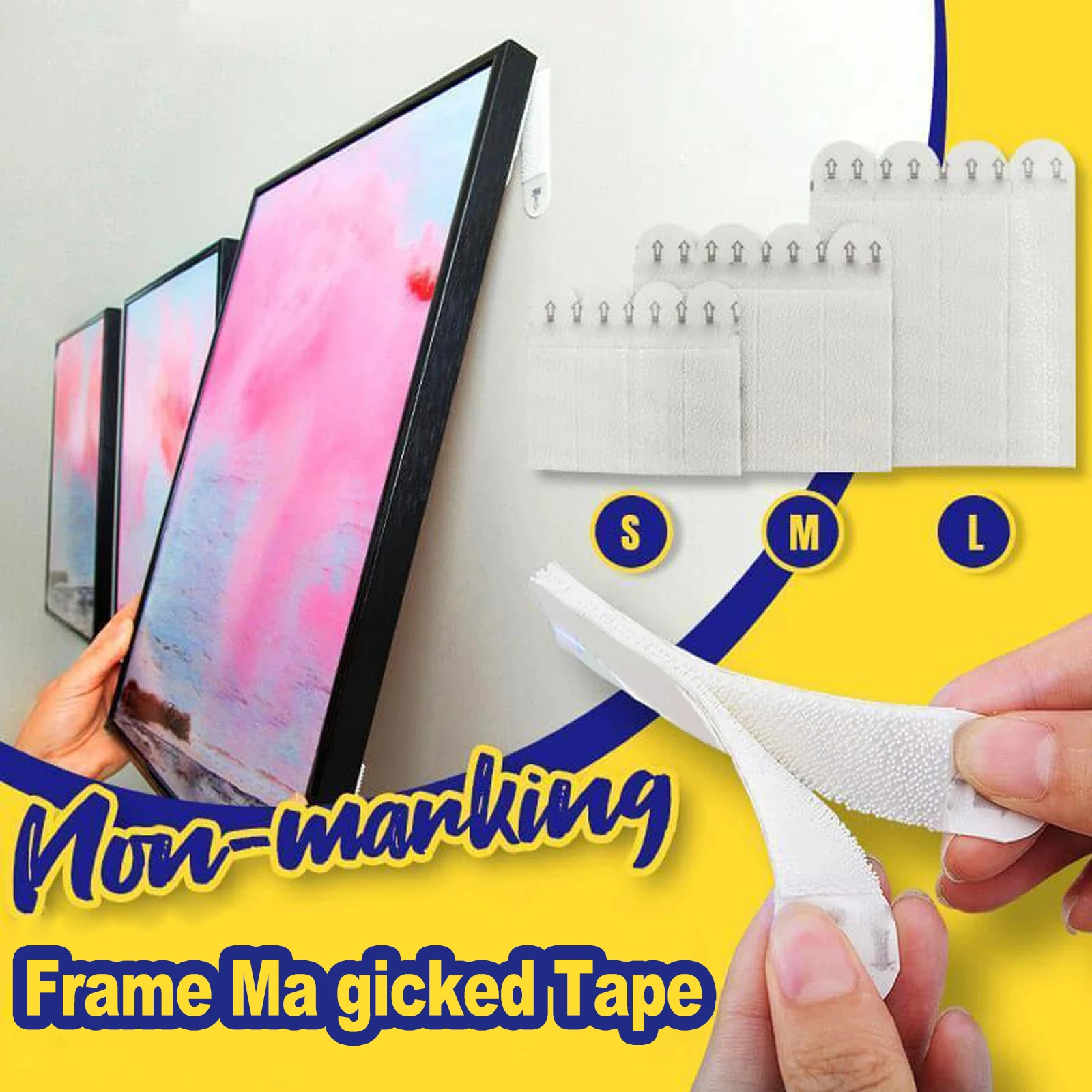 

24pcs（12sets) Self Adhesive Sticker Strips for Picture Frame Sticker Damage-Free Picture&Frame Hanging Wall Ma gics Strips Tapes