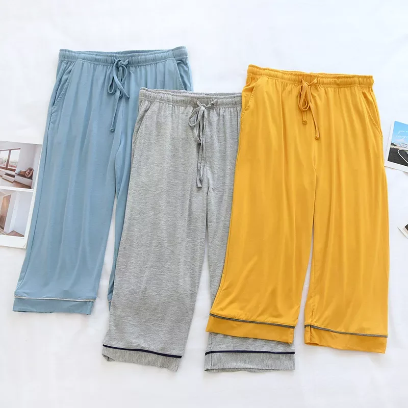 

2022 New Pajama Cotton Women Sleep Bottoms Plaid Elastic Waist Home Pants Thin Home Trousers Sleepwear Pants