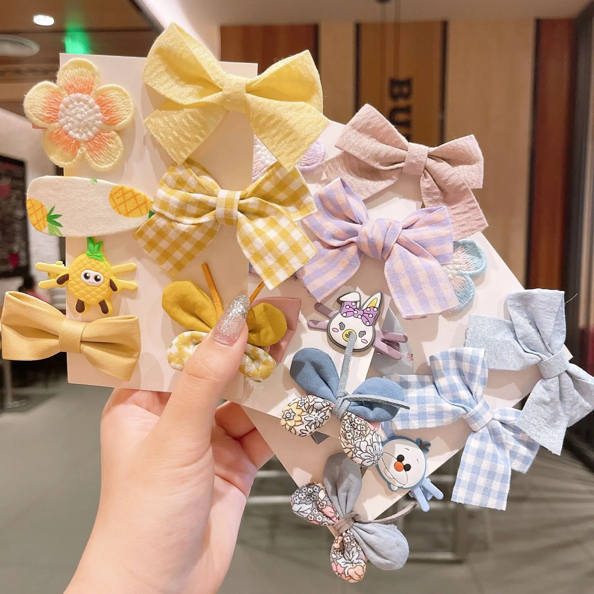 

Children's cartoon flower hairpin girls' bow hair accessories broken hair bangs hairpin set princess does not hurt hair clip