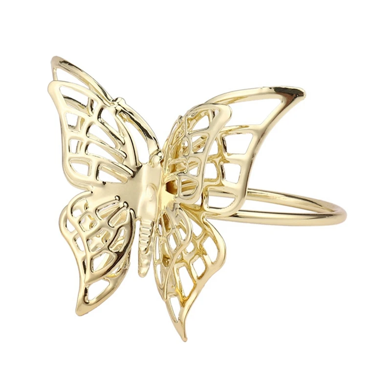 

Creative Golden Butterfly Napkin Ring Plating Towel Buckle Hotel Table Decoration