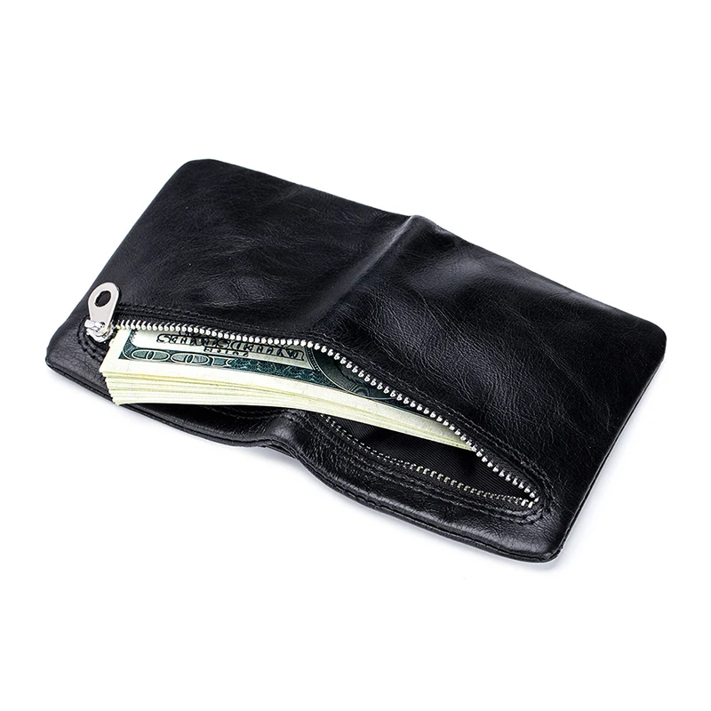 Mini Purse Men Women Cards Holders Handmade Ultra-thin Soft Wallet First Layer Leather Wallets Short Zipper Buckle Small Bags