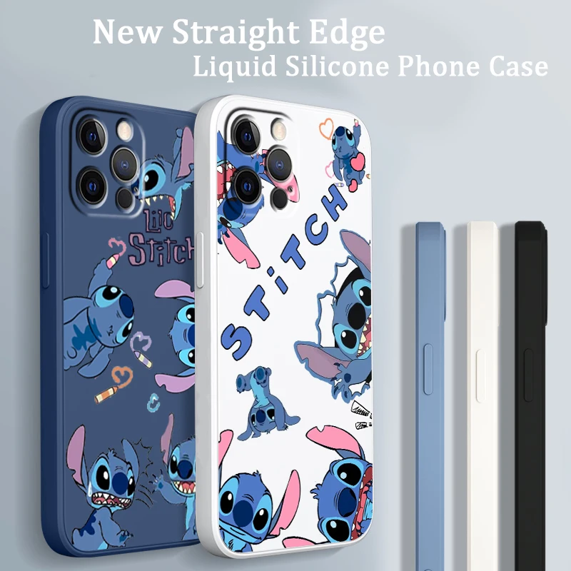

Lilo Stitch Disney Anime Art Phone Case For Apple iPhone 14 13 12 Mini 11 XS Pro Max X XR SE 2020 Plus Liquid Rope Funda Cover
