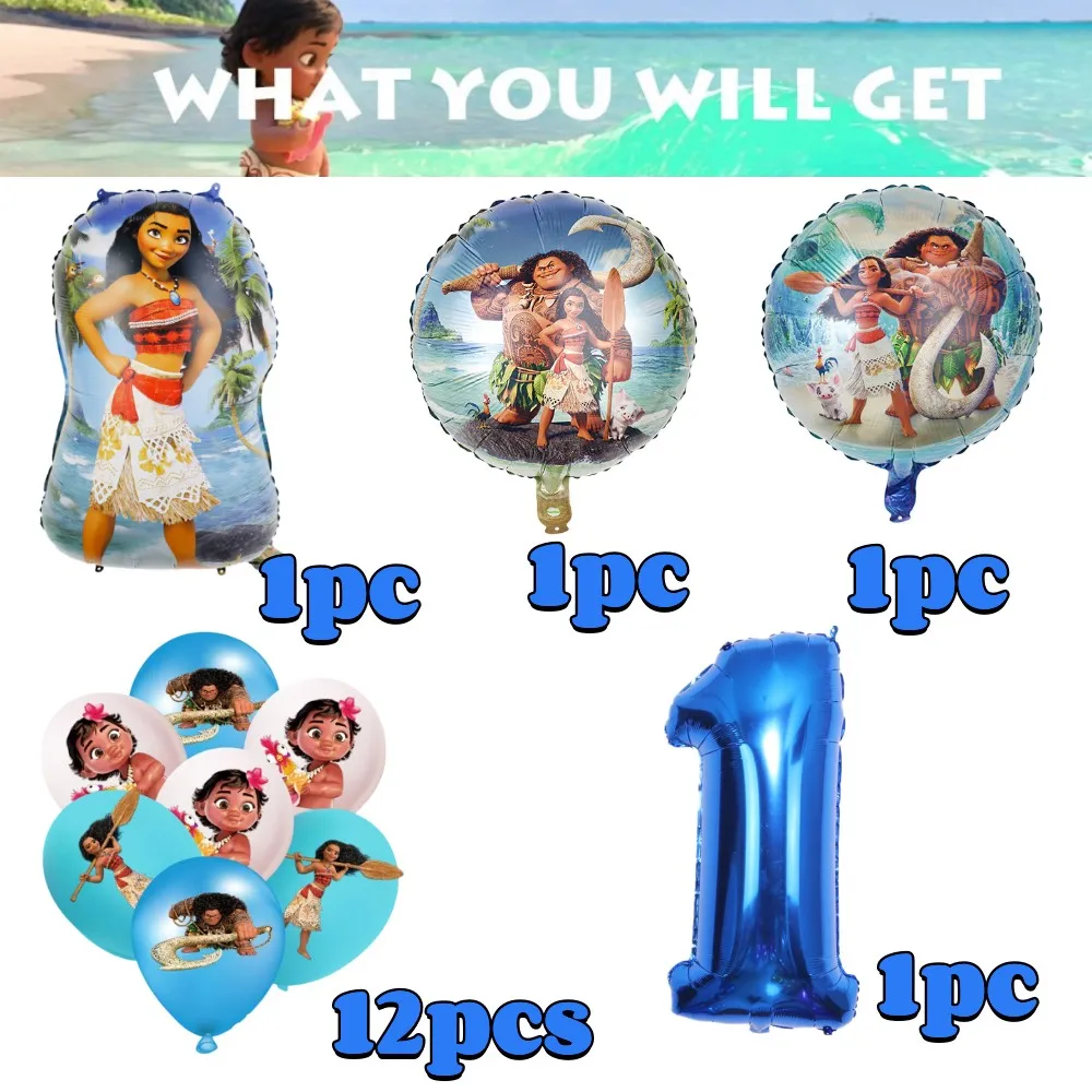 Disney Moana Birthday Party Decorations Paper Cup Plate Napkin Disposable Tableware Balloon Baby Shower Girls Party Supplies Set images - 6