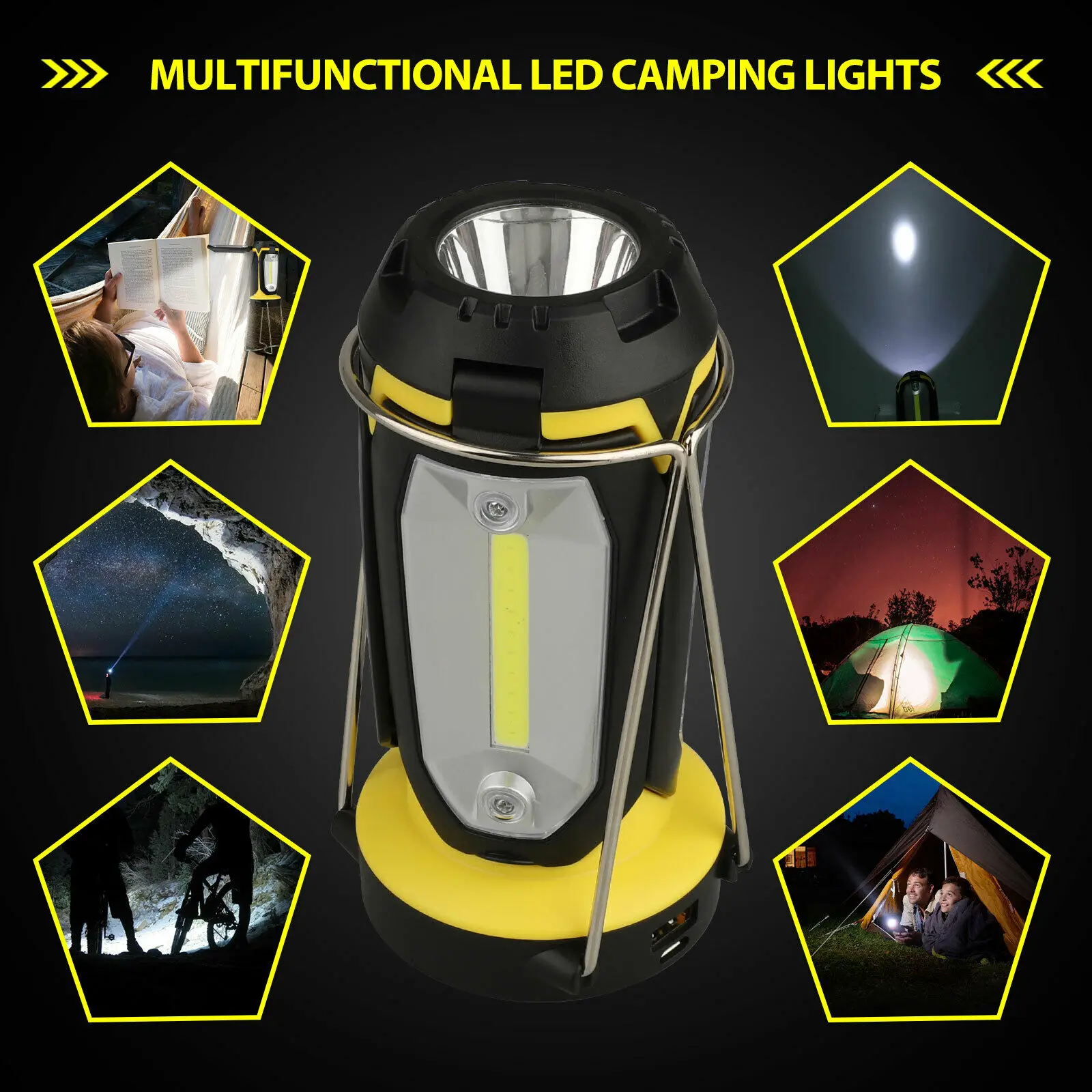 USB Rechargeable Camping Lantern Hanging Flashlight Power Bank LED Torch Camping Tent Lamp Emergency Light Outdoor Night Light enlarge