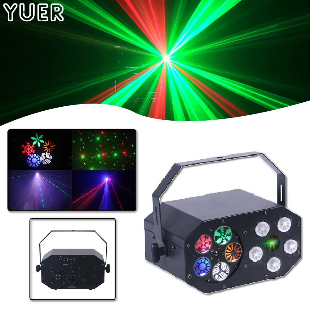YUER MINI Party Light Beam Laser 2IN1 Effect Light Pattern  Strobe Decorative Light DJ Disco Stage Wedding Indoor Music Party