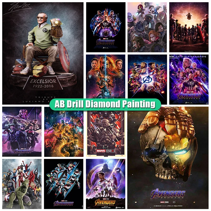 

YIMEIDO 5D Diamond Painting Marvel Cross Stitch Avengers Zipper Bag Full Rhinestones Mosaic Diamond Embroidery Portrait Pictures